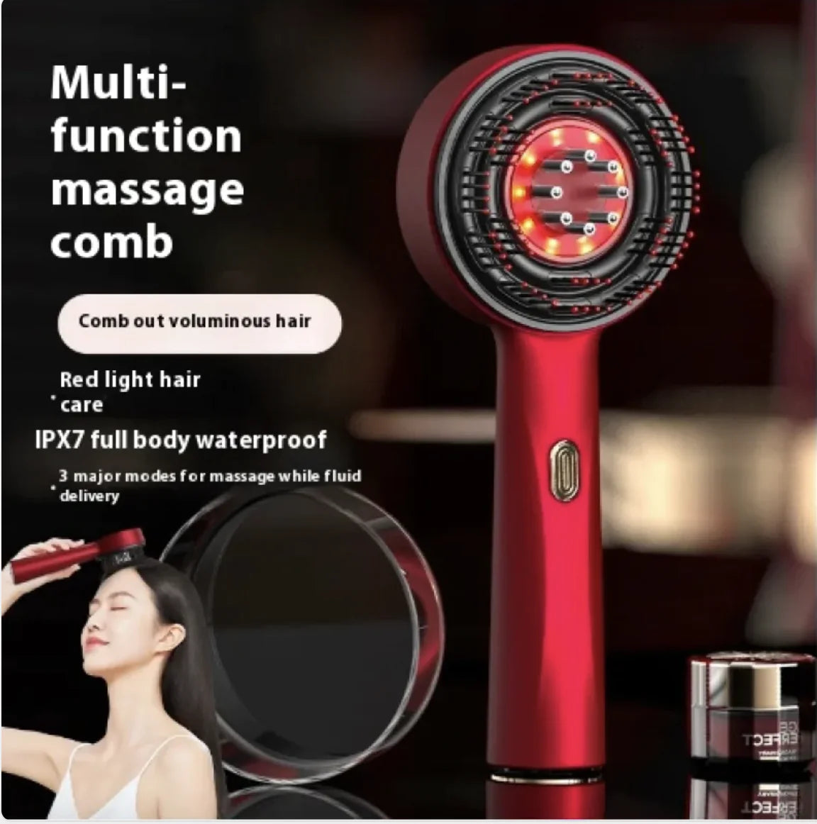 Electric Scalp Massage Comb – Red Light Therapy, Anti-Slip, Multi-Functional Hair Care Tool