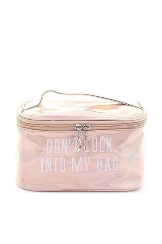 Fashion - “Don’t Look Into My Bag” Makeup  Bag Peach/Pink