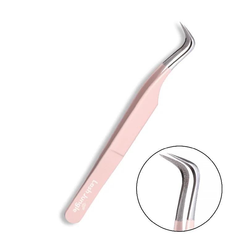 M Curve Fibre Tip Lash Tweezers - Pink