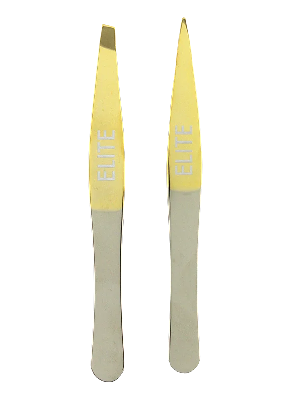 TWO-TONE 2 PACK TWEEZERS 1 SLANTED & 1 POINTED