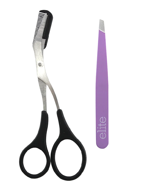 EYEBROW SHAPING SCISSORS SET  BLACK HANDLE